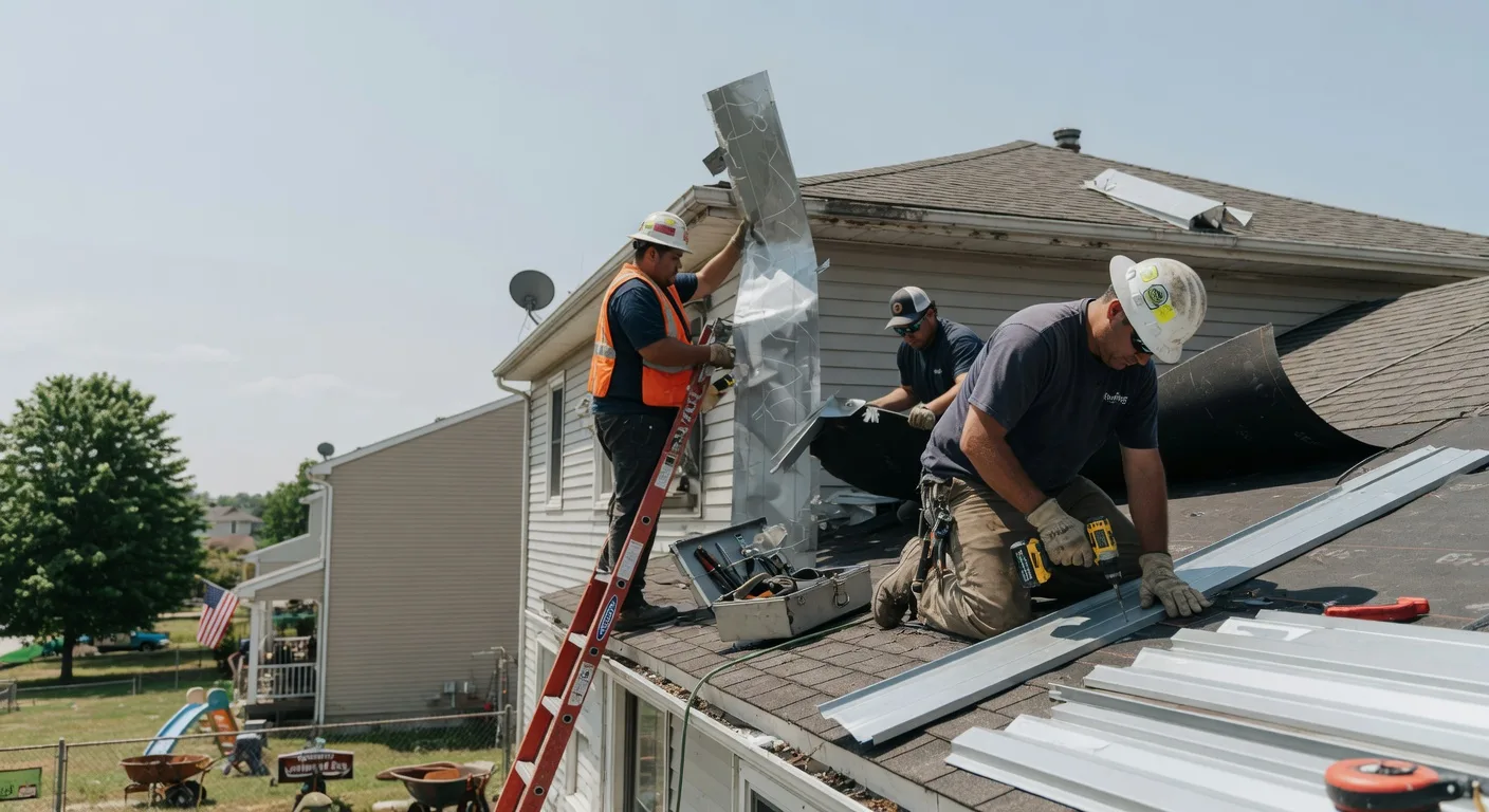 Storm Damage Metal Roof Repair in Haubstadt, IN